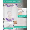 thumbnail image 4 of No Hook Shower Curtain with Snap in Liner, Plants Floral Purple and Black Flowers Linen Texture Hotel Shower Curtains for Bathroom, Washable Shower Curtain Liner Set with Mesh Top Window, 66"x72", 4 of 6