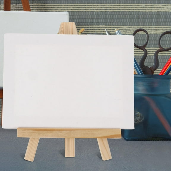 OUNONA Wooden Mini Easel for Home Use Lightweight Portable White Cloth Perfect for Beginners Students Kids Classes 6.5 Inches