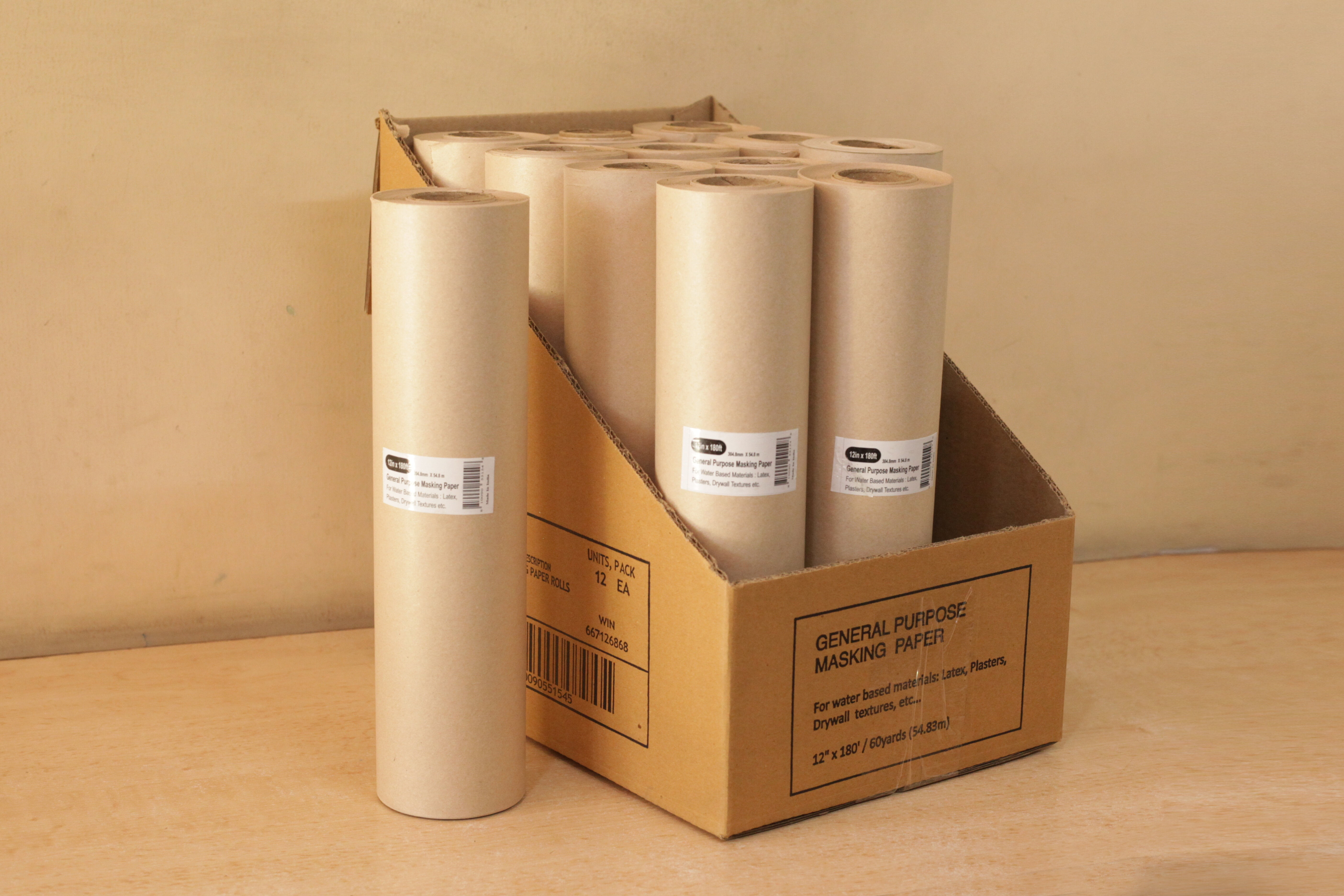 (3 pack) Aldhurst General Purpose Masking Paper, Brown, 12" x 180'