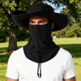 thumbnail image 2 of XIAOCHA Mens Detachable‑Mask Boonie Hat Solid Sun Hat Outdoor Wide‑Brim Hat,OTHER2, 2 of 8