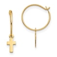 thumbnail image 1 of Boucles d'Oreilles Créoles Sans Fin Madi K en Or Jaune 14K avec Petite Croix, 1 of 2