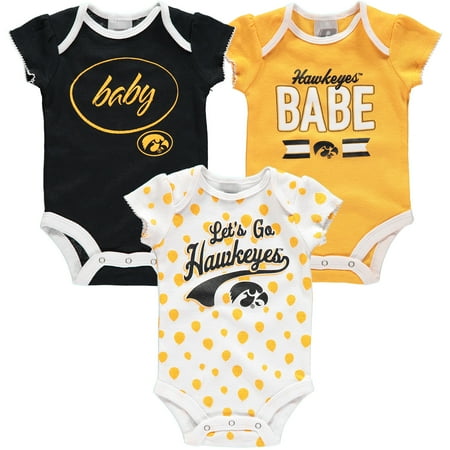 Iowa Hawkeye Baby Clothes - Girls Newborn & Infant Russell Black Iowa Hawkeyes Three-Pack Bodysuit Set