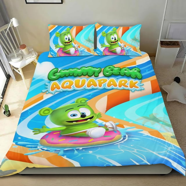 Osito de Goma y amigos Conjunto de sábanas temático, trío de piezas, cómodo y amigable con la piel, diseño único, regalo de decoración para el hogar para familiares, amigos y fans,135cm *200cm