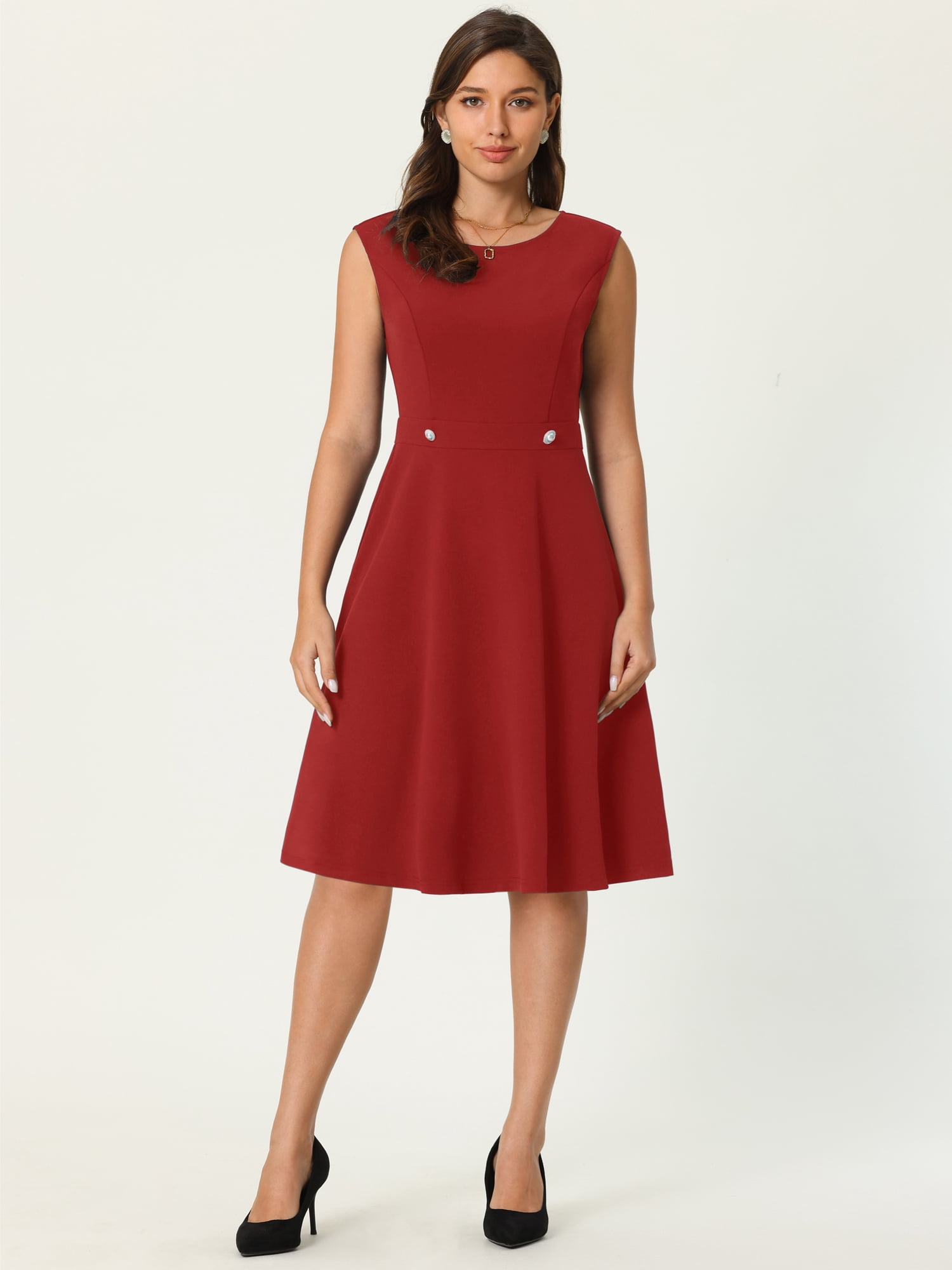 DARING DIVA Sleeveless Summer A-Line Casual Dress M Red