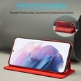 thumbnail image 3 of SaniMore for Samsung Galaxy S23 6.1" Case [RFID Blocking], Camera Protection Card Slot Ultra-Thin PU Leather Magnetic Wallet Cover with Practical Bracket Shockproof Protective Shell, Red, 3 of 8