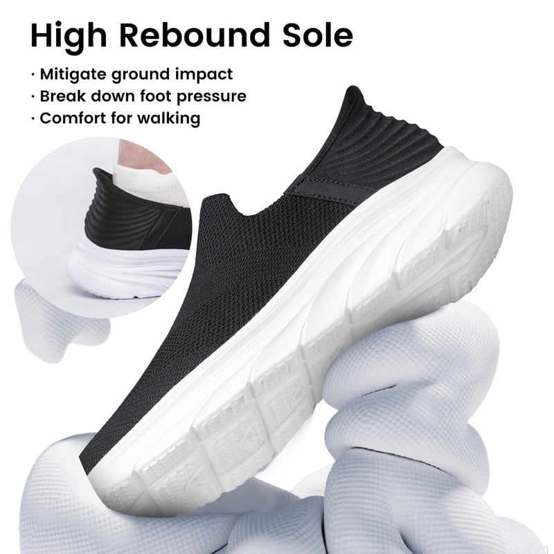 vibdiv Mens Slip on Hands Free Outdoor Walking Sneakers Breathable Athletic Tennis Shoes zapatos de hombre Black Size 12