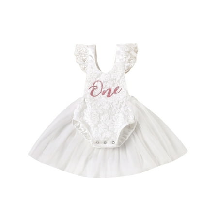 

Bmnmsl Baby Romper Dress with Mesh Stitching One Letter Print One-Peices