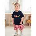 thumbnail image 4 of BemeyourBBs Toddler Baby Boy Back to School Outfit Baby First Day of School Kindergarten Outfit Baby Boy Summer Clothes Apple Embroidery Short Sleeve T Shirt and Plaid Shorts 2 Pcs Set, 4 of 9