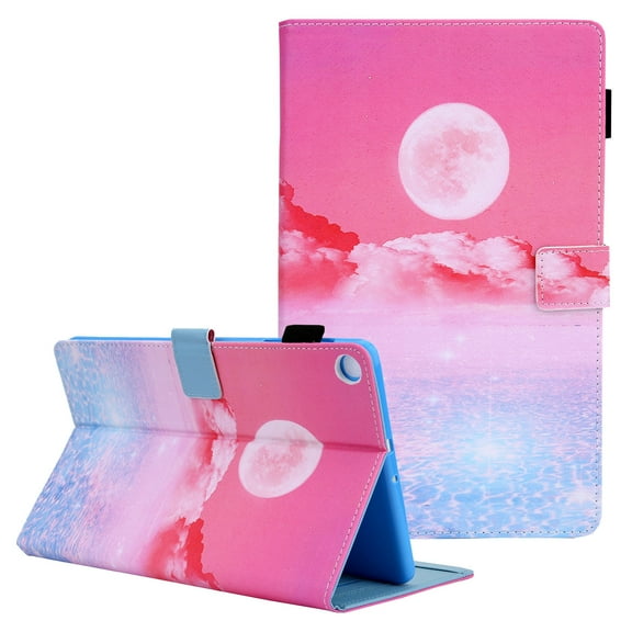 Allytech Case for Samsung Galaxy Tab A7 10.4" 2020 SM-T500 T505 T507, Premium PU Leather Multi Angle Viewing Stand Shockproof Folio Flip Cover Case for Samsung Galaxy Tab A7 10.4" T500, Pink Moon