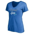 thumbnail image 2 of Women's Blue Detroit Lions Long Stride V-Neck T-Shirt, 2 of 3