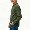 thumbnail image 4 of Hurxie Boys Linen Henley Shirt Long Sleeve Button Down Summer T-Shirt with Pocket Lightweight for Kids 11-12Years, 4 of 6