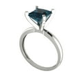 thumbnail image 2 of 2 ct Princess Cut Natural London Blue Topaz Solitaire 18K White Gold Womens Engagement Ring, 2 of 5