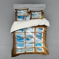thumbnail image 2 of Ambesonne Rustic Bedding Set 3 Pcs, Window with Sunbeams, Twin, Pale Brown Blue White, 2 of 3
