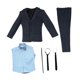thumbnail image 4 of Traje formal 1:6 con cinturón y corbata, elegante y moderno, para cosplay, con top casual de manga larga. Azul marino, 4 of 9