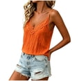 thumbnail image 2 of Wensltd Women Camisole Lace Trim V Neck Spaghetti Strap Fashion Sleeveless Tank Top for Party Orange M, 2 of 6
