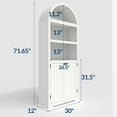 thumbnail image 2 of 72 Inch Tall Arched Cabinet 5-Tier Bookshelf with Double Doors Adjustable Shelf Wooden Bookcase for Living Room Bedroom Office, White, 2 of 8