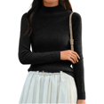 thumbnail image 2 of Women's Soft Turtleneck Knit Sweater Base Layer Top for Fall and Winter Wear, Perfect for Holiday Season and Daily Comfort, Warm and Elegant,Black,M, 2 of 5