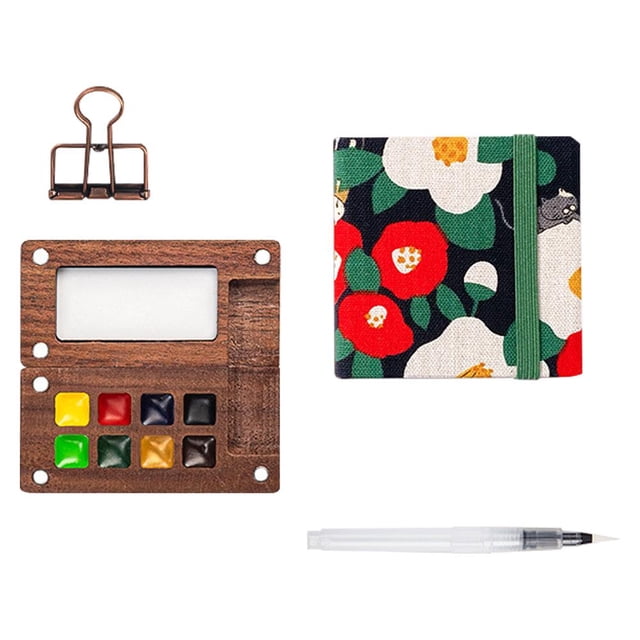 Portable Travel Wooden Handmade Paint Palette Oil Painting Tray Box