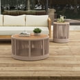 thumbnail image 1 of Noble House 2-Piece Outdoor Round Table Set for Patio,26" Coffee Table & 15" Side Table with Teak Look Acacia Wood & Beige Rope,Beige+Teak, 1 of 9