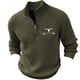 thumbnail image 1 of Blusa y camisa de manga larga con cuello alto para hombre, color liso, con cremallera, cuello alto, cubrecabezas, tejido elástico, estilo suéter, poliéster., 1 of 6