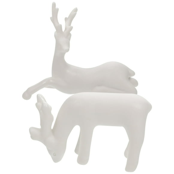 Shisuyan 2pcs Ceramic Deer Figurines Creative Deer Statues Tea Pet Home Desktop Ornaments