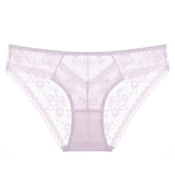 Womens Floral Lace Panties Bikini - Purple Breathable & Seamless Look Everyday Comfort Underwear, 1-Pack,Size XL