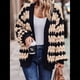 thumbnail image 4 of Suéter de Invierno de Punto Holgado con Rayas y Mangas Farol para Mujer, Moda de Otoño Albaricoque Negro M, 4 of 9