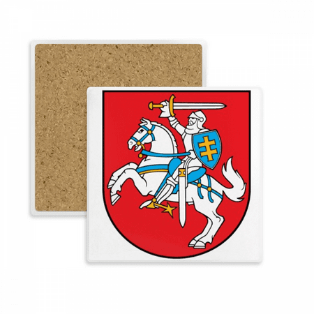 

Lithuania Europe National Emblem Square Coaster Cup Mat Mug Subplate Holder Insulation Stone