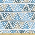 thumbnail image 1 of Triangle Fabric by the Yard, Blue Toned Composition of Geometric Shapes with Polka Dots Grid Abstract Pattern, Upholstery Fabric for Dining Chairs Home Decor Accents, 5 Yards, Multicolor by Ambesonne, 1 of 4