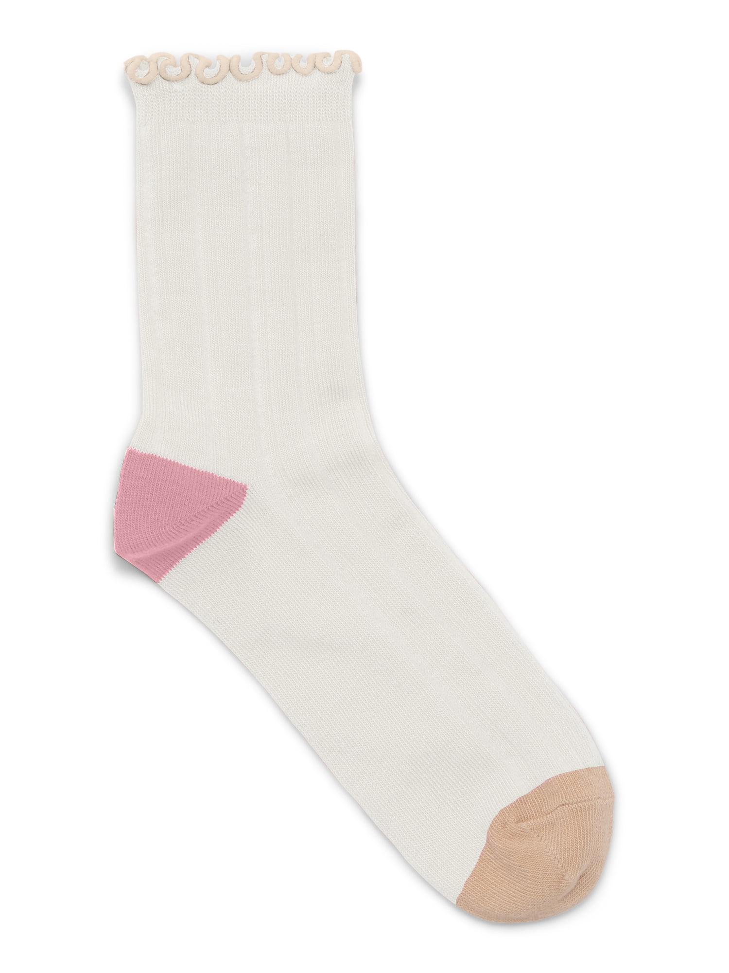 No Boundaries Lettuce Edge Mid Crew Socks, 6-Pack, Women's, Shoe Sizes 4-10