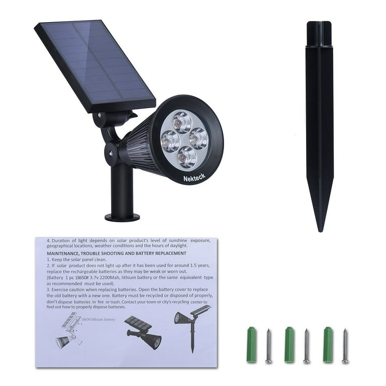 Nekteck Solar Powered Garden Spotlight - Outdoor Spot Light for Walkways, Landscaping, Security, Etc. - Ground or Wall Mount Options (2 Pack, Warm White) Nekteck Solar Powered Garden Spotlight - Outdoor Spot Light for Walkways, Landscaping, Security, Etc. - Ground or Wall Mount Options (2 Pack, Warm White)