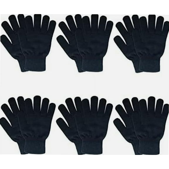 6 Pairs Winter Magic Gloves,Black Knit Gloves Warm Stretchy Gloves,Suitable For Cold Weather Cospaly Costume