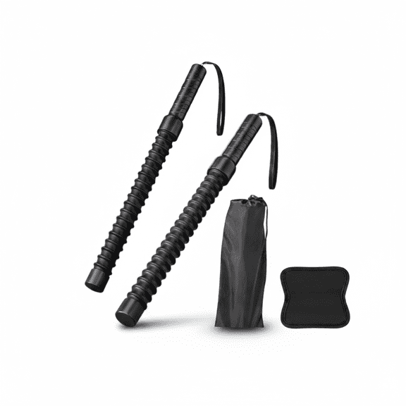 Fzaqwen 2 Pieces Battle Ropes Muscle Building Exercise Cords Equipment Spring Sticks Strength Conditioning Workout Ropes for Home Gym Weightlifting Grip Pads