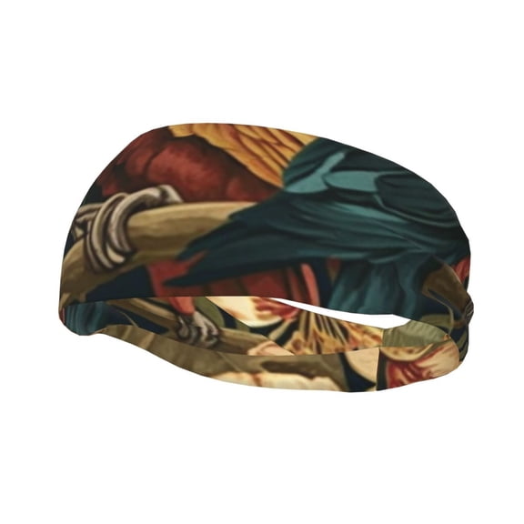 Sports Headbands Sweat Absorbing Breathable Hair Head Bands for Running Fitness Gym, Hawaiian Parrots Vintage
