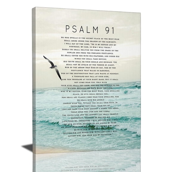 Psalm 91 Wall Art, Christian Scripture Wall Decor, Religious Canvas Bible Verse Poster Artwork for Bathroom Bedroom Living Room Home poster