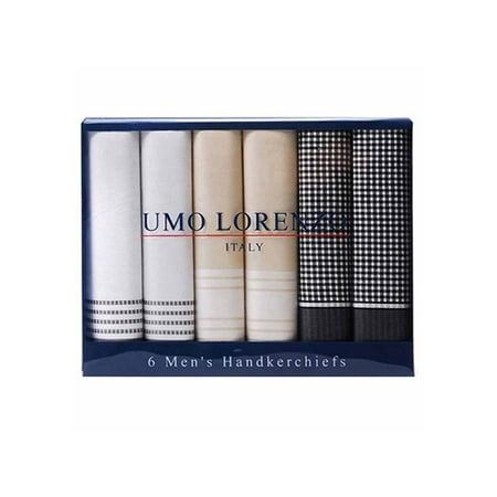 Men's Boxed 6 Piece Cotton Handkerchiefs Set (Best Quality Men's Handkerchiefs)