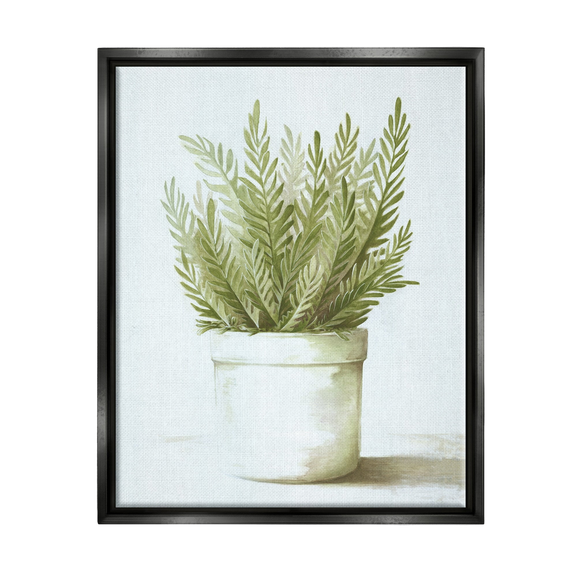 Stupell Industries Traditional Green Plant Leaves Emerging Herbal Botanicals Painting Metallic Gold Floating Framed Canvas Print Wall Art, Design by Dogwood Portfolio