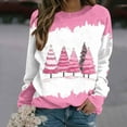 thumbnail image 2 of Festive Tops for Women Christmas Outfits Long Sleeve Crewneck Sweatshirt Lightweight Graphic Pullover Holiday Shirt (S, Pink), 2 of 6
