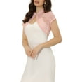 thumbnail image 4 of MODA NOVA Juniors Lace Cardigan Stand Collar Short Elegant Shrug, 4 of 5