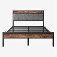 thumbnail image 5 of Aukfa Full Size Bed Frame with 2-Tier Storage Headboard Shelf and Charging Station, Brown, 5 of 8