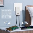 thumbnail image 4 of Cargador RUIFEI USB C plano de 65 W con doble conector USB C plegable, 4 of 7