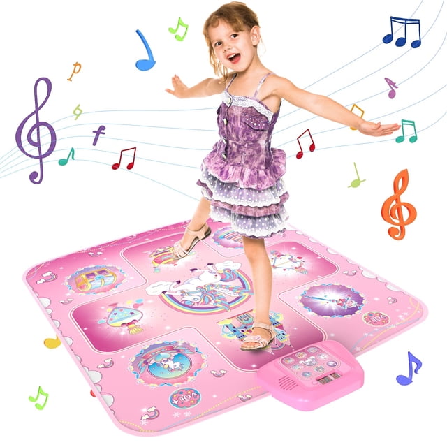 Dance Mat GirlsHome Unicorn Electronic con 5 modos de juego para niños de 3 a 12 años