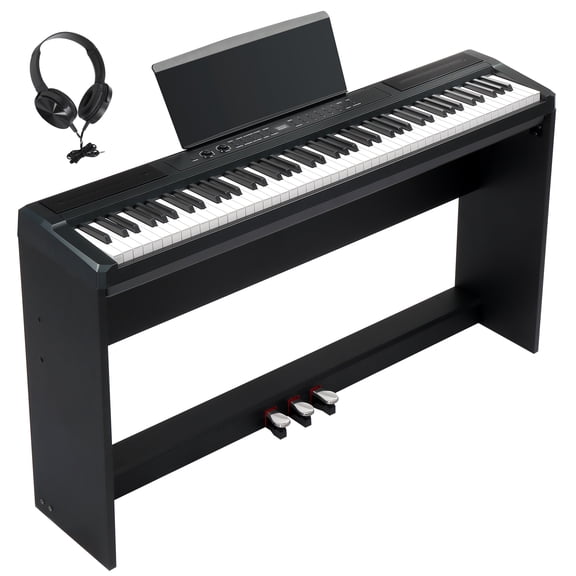 Ktaxon 88-Key Weighted Digital Piano with Dual Bluetooth, Headphone – Upright Electric Keyboard – Matte Black