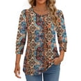 thumbnail image 4 of Fantaslook Womens Tops 3/4 Sleeve with Buttons Dressy Casual Blouses Summer Shirts Beach Vacation Trendy Clothes, 4 of 9