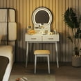 thumbnail image 4 of Gymax Small Vanity Desk w/Mirror & Lights Cushioned Stool 3 Adjustable Lighting Colors White, 4 of 10