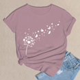 thumbnail image 5 of Women's Short Sleeve T-shirt Women'S Spring Round Neck Dandelion Printed Loose Casual Short Sleeved T Shirt,Red Women's Short sleeve T-shirt S, 5 of 5