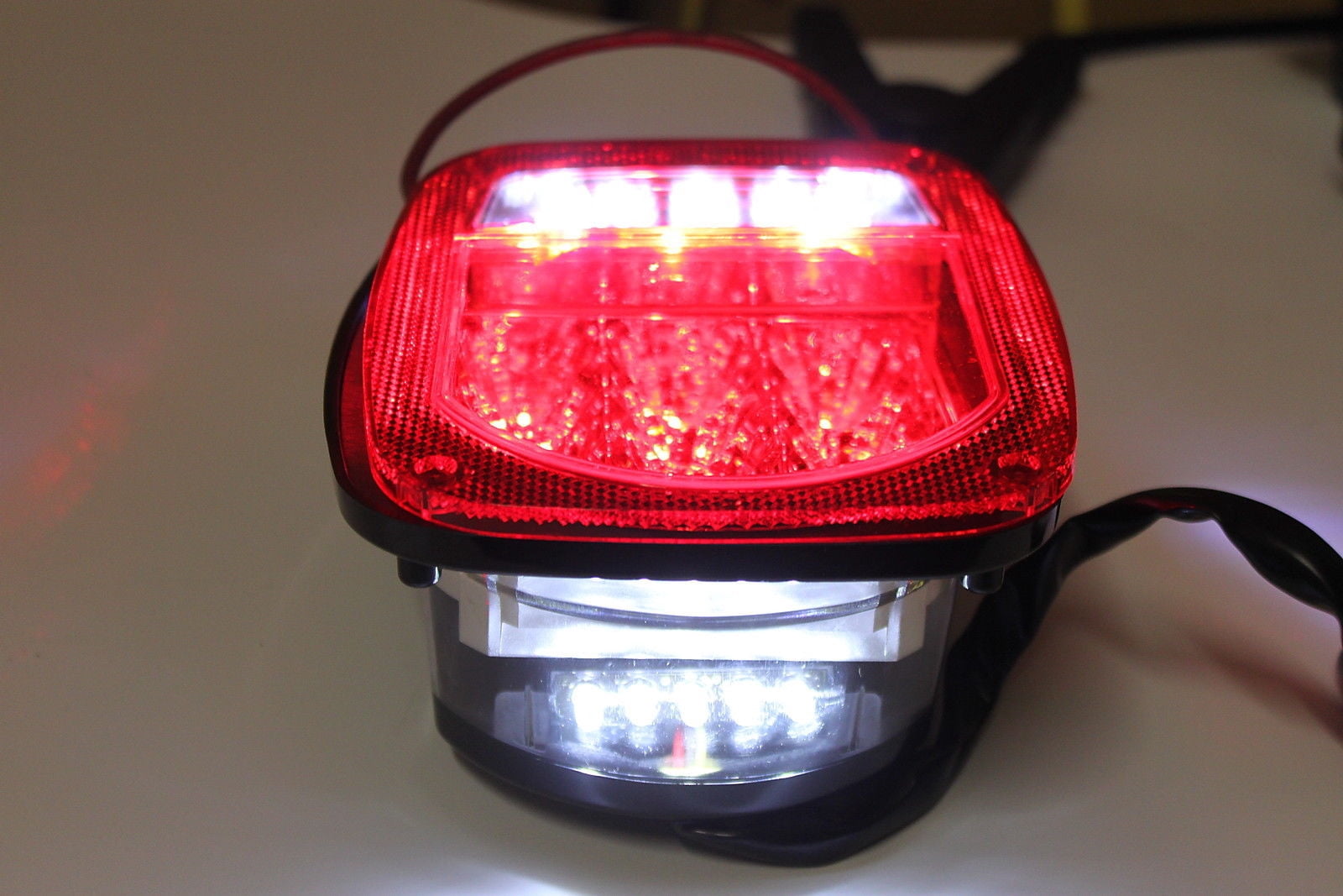Bright Clear Lens Red Jeep TJ CJ YJ JK Replacement Stop Brake Turn Tail Lights with LED Illuminator on Left (Truck Trailer Boat) 25117L-C