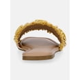 thumbnail image 3 of Time and Tru Women's Faux Raffia Daisy Slide Sandals, 3 of 6
