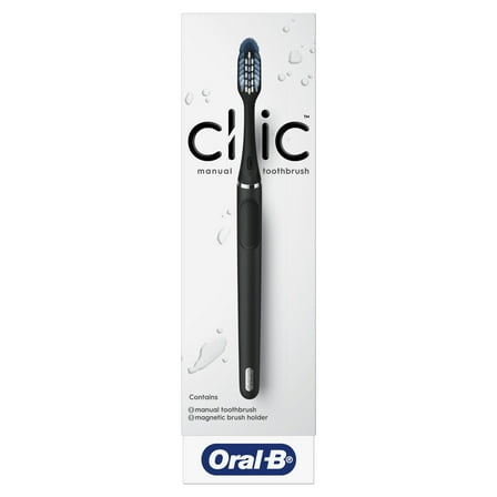 Oral-B Toothbrush, Clic Manual Toothbrush with Magnetic Holder, Medium Bristles, Matte Black, 1 Count