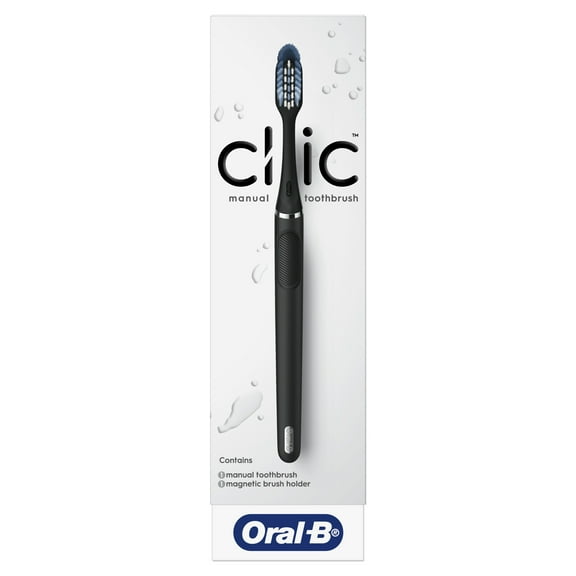 Oral-B Toothbrush, Clic Manual Toothbrush with Magnetic Holder, Medium Bristles, Matte Black, 1 Count